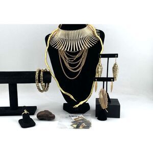 LARGE Bundle of Vintage/Modern Egyptian Revival Style Gold-Tone Jewelry